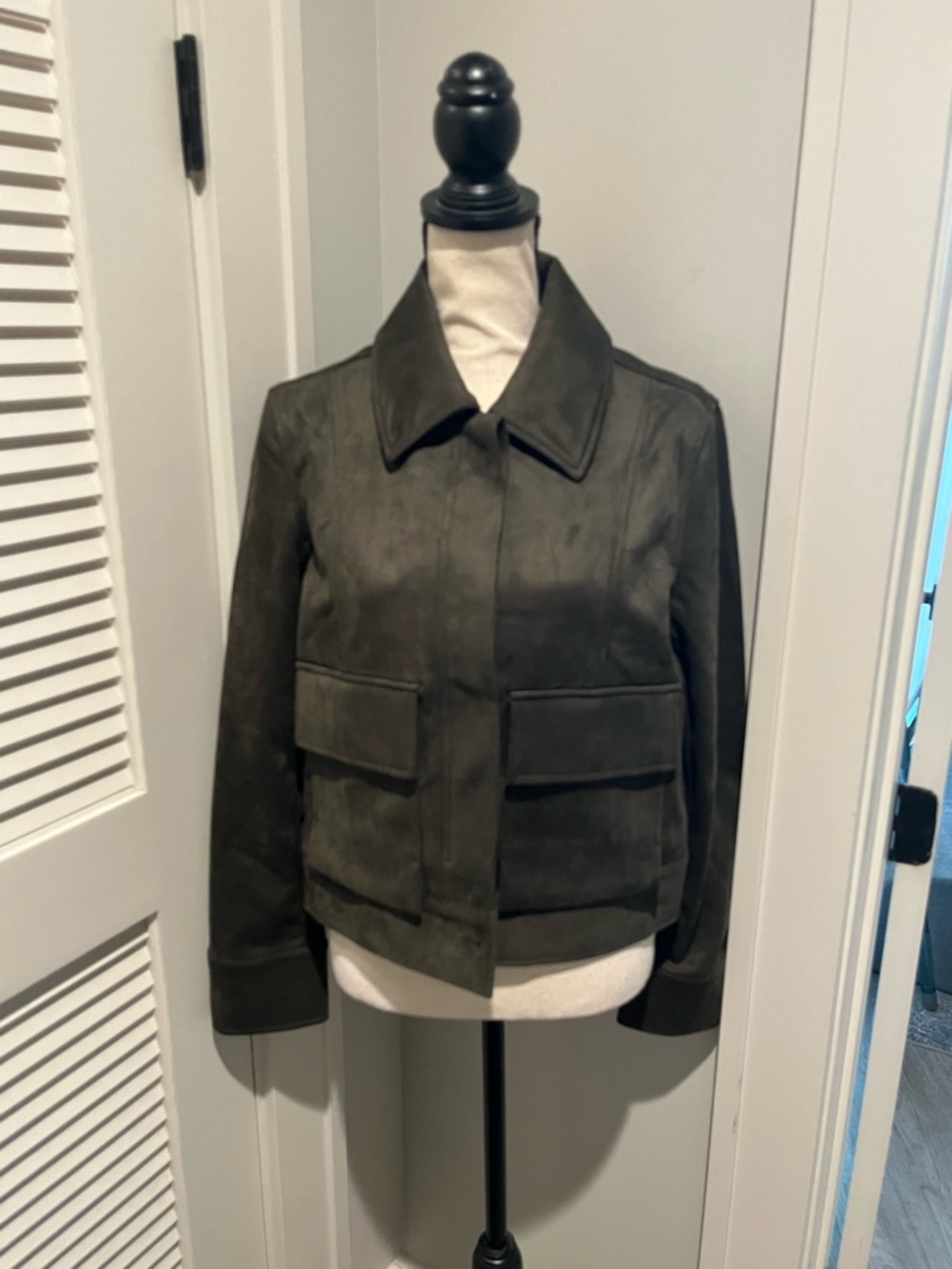 Banana Republic Olive Faux Suede Utility Jacket